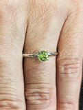 0.5ct Round Cut Simulated Green Peridot Solitaire Ring 14k White Gold Plated