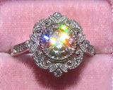 Floral Milgrain Engagement Ring 2.7ct Round Cut Diamond 14k White Gold Finish