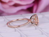 1ct Cushion Peach Morganite Engagement Ring Diamond Accents 14k Rose Gold Finish