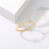 0.1ct Round Cut Moissanite Alphabet Engagement Ring 14k Yellow Gold Plated