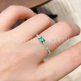 0.4ct Baguette Cut Simulated Green Emerald Minimalist Ring 14k White Gold Plated