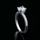 2Ct Round Cut Diamond Solitaire Engagement Ring 18K White Gold Over Hidden Halo