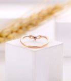 0.01ct Round Cut Moissanite Minimalist Women Wedding Band 14k Rose Gold Plated