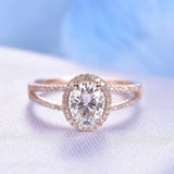 2.2ct Oval Cut Simulated Diamond Split Shank Engagement Ring 14K RoseGold Plated