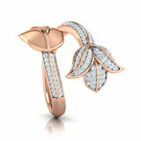 3Ct Round Cut Diamond Floral Lotus Bypass Engagement Ring 14K Rose Gold Finish