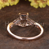 1ct Emerald Cut Simulated Morganite Accented Engagement Ring 14k RoseGold Plated
