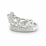 2Ct Round Cut DVVS1 Diamond Crown Princess Engagement Ring 14K White Gold Finish