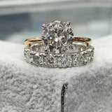 5Ct Round Cut Diamond Bridal Set Solitaire Ring Iced Band 14K Dual Gold Finish