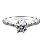 2.1ct Round Cut Diamond Engagement Ring 14k White Gold Finish Accents Solitaire