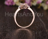 1ct Oval Cut Simulated Morganite Three Stone Engagement Ring 14k RoseGold Plated