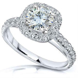 2.5Ct Round Cut Diamond Halo Engagement Ring 18K White Gold Finish Round Accents