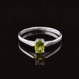 0.35ct Engagement Ring Oval Cut Green Peridot Solitaire 14k White Gold Finish