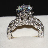 2ct Round Cut Diamond Vintage Bridal Set Engagement Ring 14k White Gold Finish
