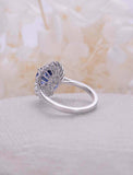 2ct Oval Cut Blue Sapphire Engagement Ring Diamond Ballerina 14k White Gold Over