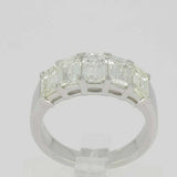5ct Emerald Cut VVS1D Diamond Wedding Band Five Stone Women 14k WhiteGold Finish