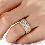 6Ct Radiant Cut Diamond Round Edges Eternity Wedding Band 14K Yellow Gold Finish