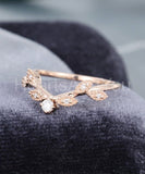 0.5ct Round Cut Moissanite Curved Milgrain Wedding Band 14k Yellow Gold Plated