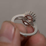 2.3ct Oval Cut Peach Morganite Diamond Halo Split Shank Ring 14k White Gold Over