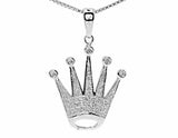 0.38ct Round Cut VVS1D Diamond Pendant Crown 14k Yellow Gold Finish NO CHAIN