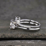 2.3ct Engagement Ring Round Cut Diamond Crown Bridal Set 14k White Gold Finish