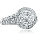3.24ct Round Diamond Engagement Ring Dual Halo Split Shank 14k White Gold Finish