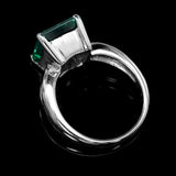 1Ct Green Emerald Solitaire Engagement Ring 14K White Gold Finish