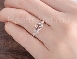 1ct Cushion Cut Simulated Morganite Floral Engagement Ring 14k White Gold Plated