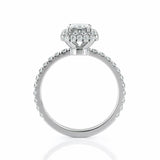 4Ct Emerald Cut Diamond Accent Dual Halo Engagement Ring 14K White Gold Finish