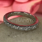 0.35ct Round Cut Moissanite Half Eternity Wedding Band 14k White Gold Plated