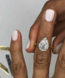 2ct Pear Cut VVS1 Diamond Halo Trendy Engagement Ring 14k Dual Tone Gold Finish