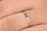 0.2ct Pear Cut Simulated Emerald Cluster Engagement Ring 14k Yellow Gold Plated