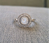 2Ct Round Cut Diamond Halo Filigree Vintage Engagement Ring 18K White Gold Over