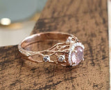 2ct Round Cut Morganite Engagement Ring Antique Inspired Halo 14k Rose Gold Over