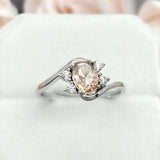 1ct Engagement Ring Oval Cut Morganite Swirl Twist Solitaire 14k White Gold Over