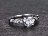 1.4ct Round Cut Diamond Accents Solitaire Engagement Ring 14k White Gold Finish