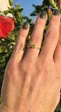 0.4ct Engagement Ring Round Cut Green Peridot Solitaire 14k Yellow Gold Finish