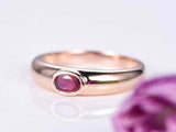 0.5ct Oval Cut Pink Ruby Engagement Ring Bezel Set Solitaire 14k RoseGold Finish
