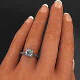 Vintage Milgrain Engagement Ring 1.6ct Asscher Cut Diamond 14k White Gold Finish