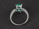 2.1ct Pear Cut Green Emerald Curved Stackable Design Ring 14k White Gold Finish