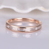 Eternity Wedding Ring Band 1ct Baguette Cut VVS1D Diamond 14k Rose Gold Finish