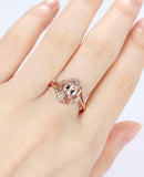 1.7ct Oval Cut Peach Morganite Floral Open Engagement Ring 14k Rose Gold Finish