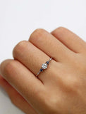1ct Round Diamond Engagement Ring Sapphire Accents Trilogy 14k Rose Gold Finish