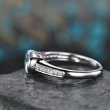 1.5Ct Oval Cut Blue Aquamarine East West Engagement Ring 14K White Gold Finish
