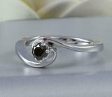 0.4ct Round Cut Black Diamond Engagement Ring Swirl Twist 14k White Gold Finish
