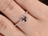 0.5ct Cushion Cut Morganite Solitaire Beaut Engagement Ring 14k Rose Gold Finish