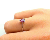 0.5ct Engagement Ring Pear Pink Ruby Solitaire Minimalist 14k White Gold Finish