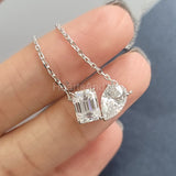 1ct Emerald Cut Simulated Diamond Two Stone Pendant Chain 14k Yellow Gold Plated