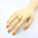 0.4ct Engagement Ring Round Cut Emerald Milgrain Solitaire 14k White Gold Finish