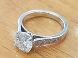 2.2ct Round Cut Diamond Accent Solitaire Engagement Ring 14k White Gold Finish
