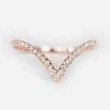 0.3ct Round Cut Moissanite Curved Minimalist Wedding Band 14k Rose Gold Plated
